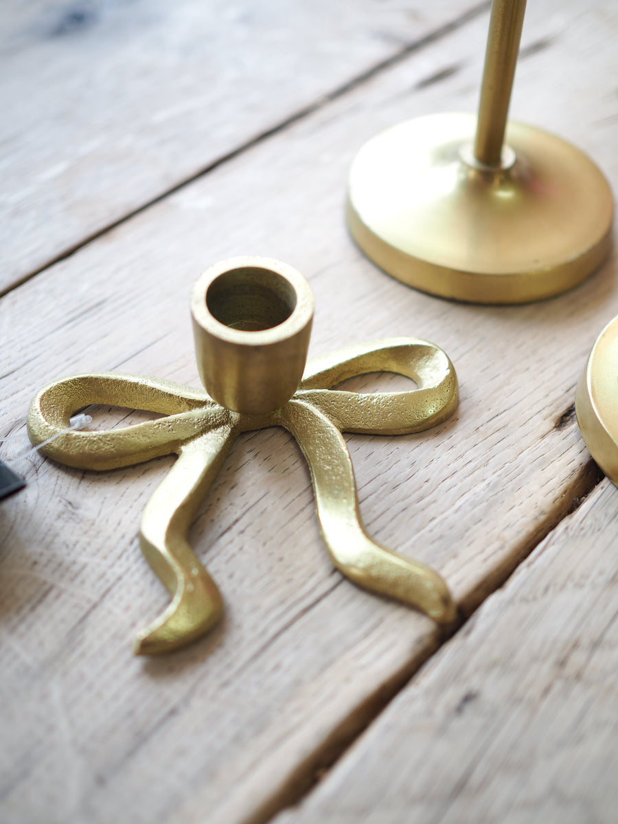 Gold Bow Candle Holders