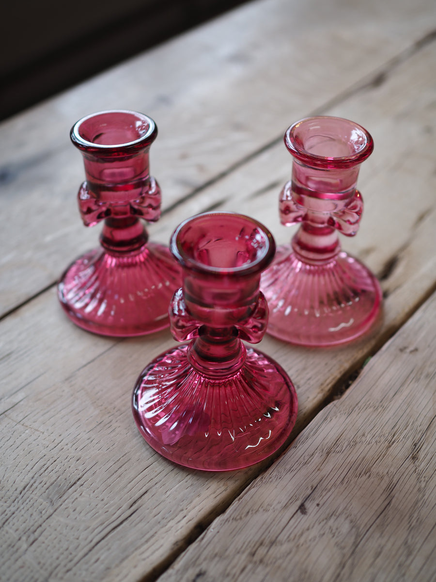Coloured Glass Bow Candle Holders