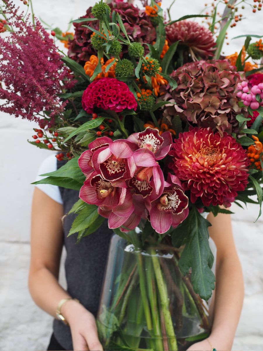 Rich And Flamboyant Seasonal Vase Full Of Flowers
