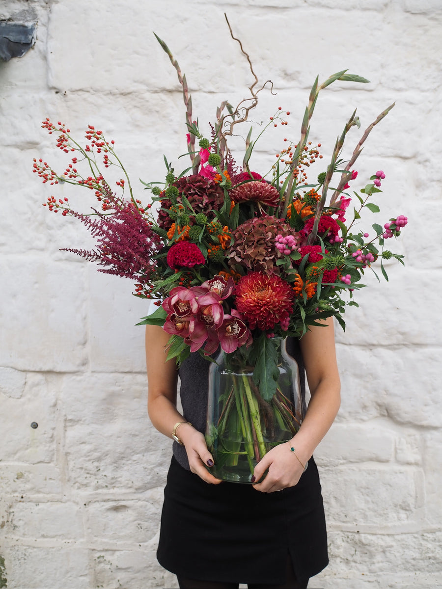 Rich And Flamboyant Seasonal Vase Full Of Flowers