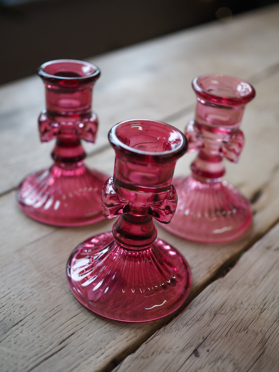 Coloured Glass Bow Candle Holders