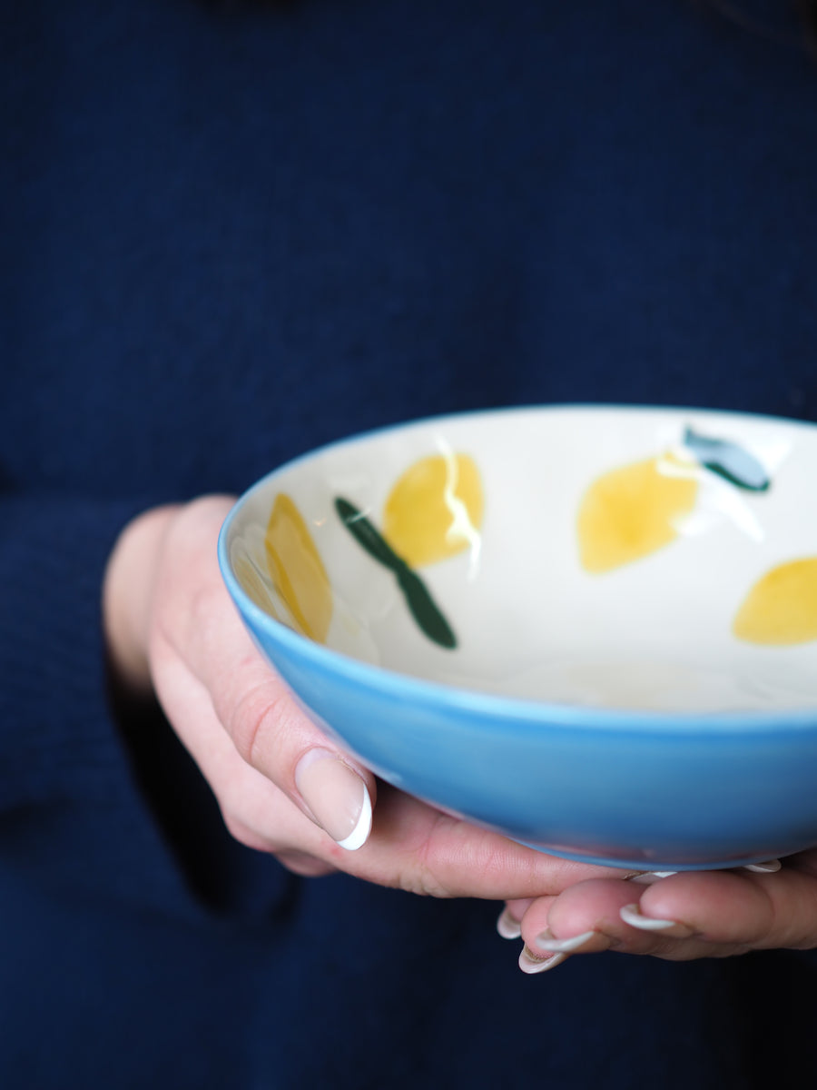Caroline Gardener Lemons Round Shallow Bowl