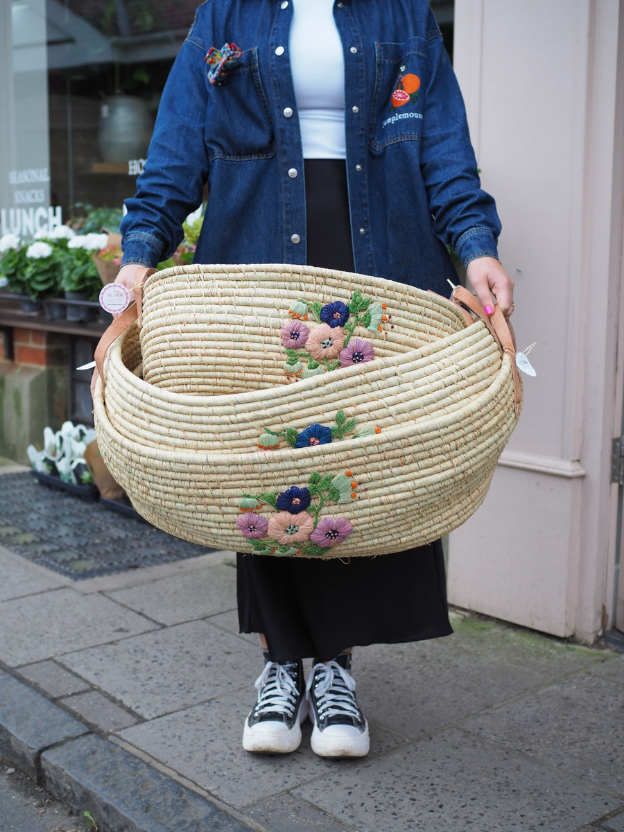 Embroidered Floral Baskets